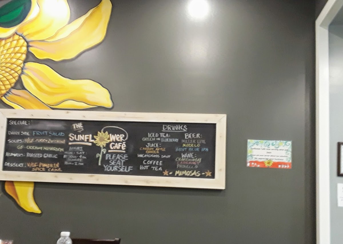 The Sunflower Cafe Photo Menu 1