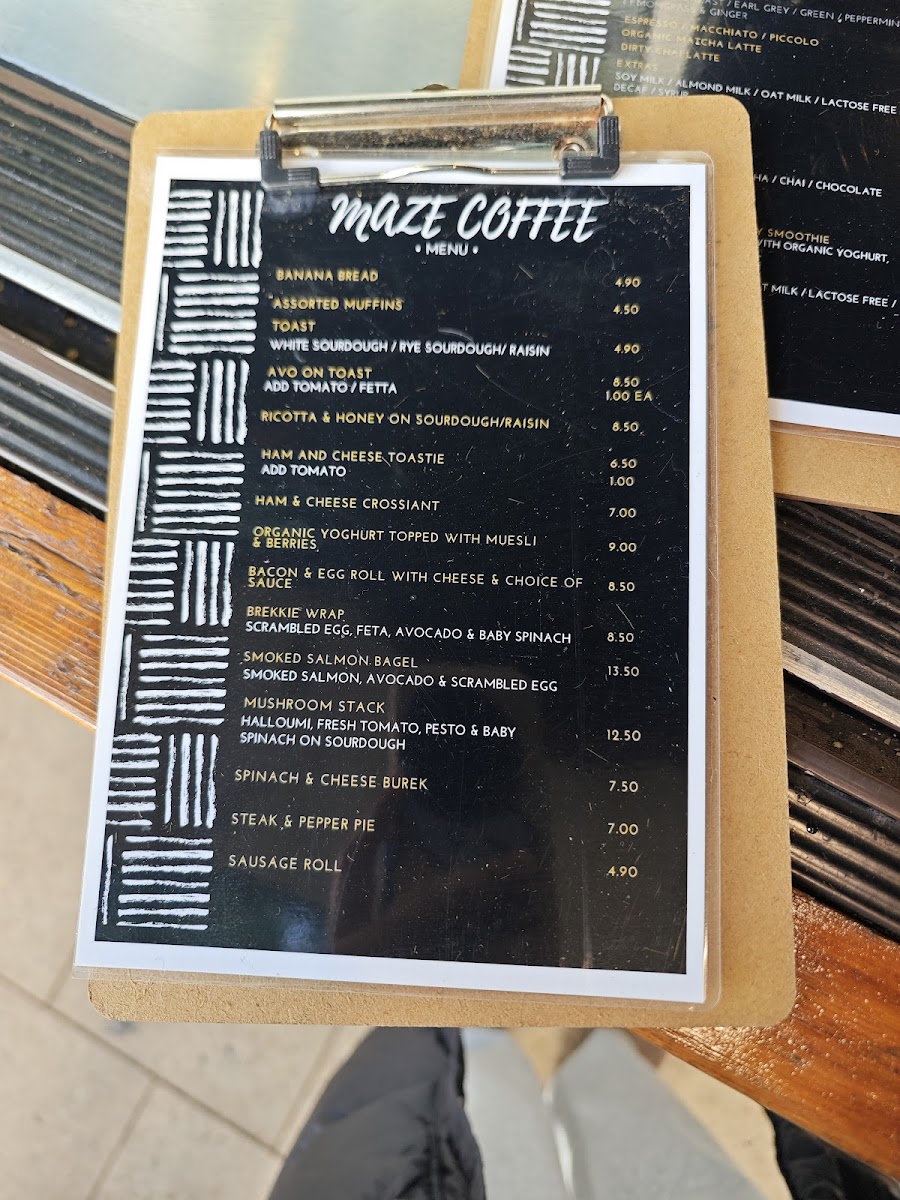 MAZE Coffee & Food Photo Menu 1
