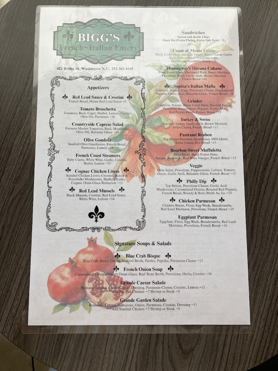 Big Belly, A French-Italian Eatery Photo Menu 2