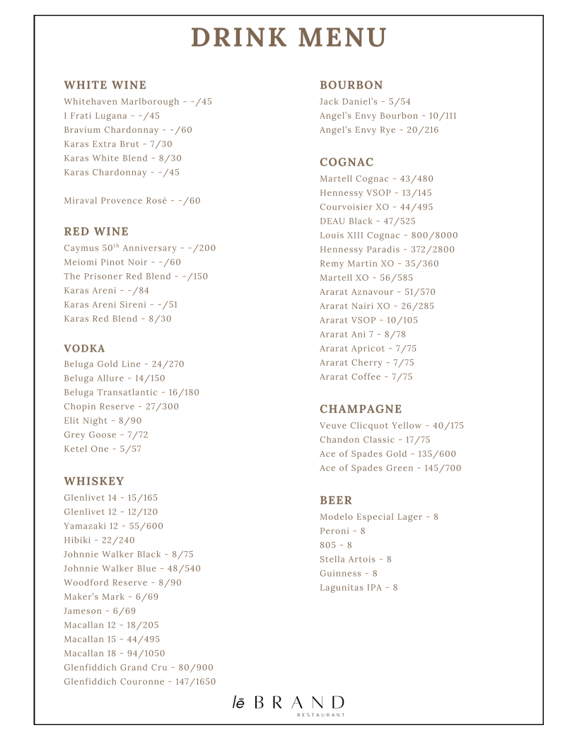 Le Brand Restaurant Photo Menu 1