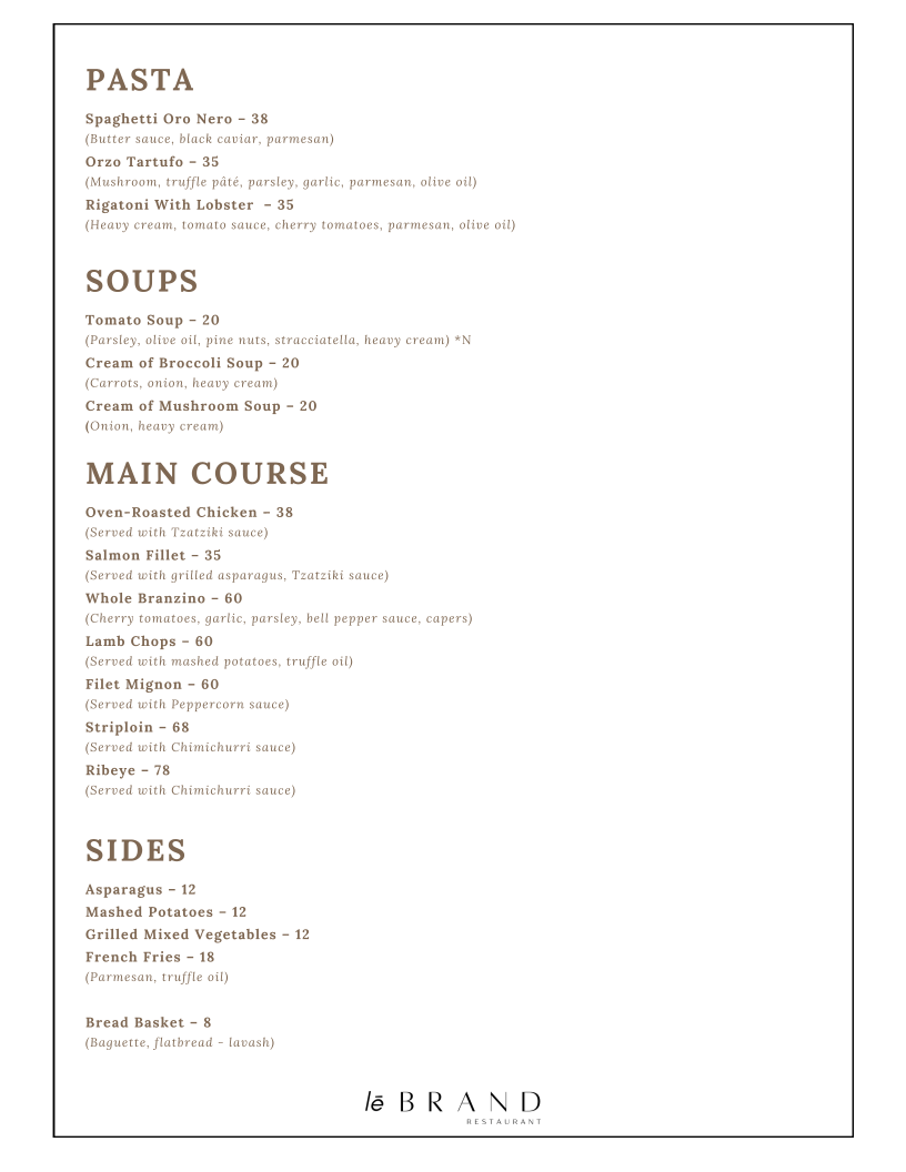 Le Brand Restaurant Photo Menu 3