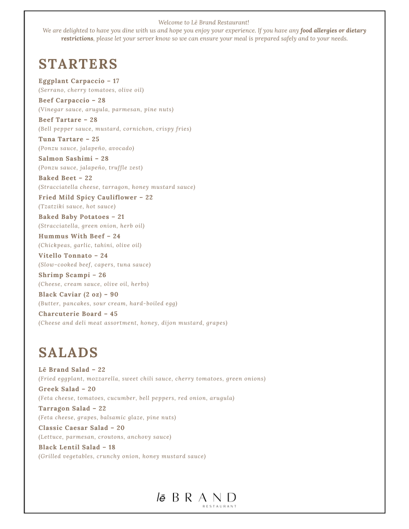 Le Brand Restaurant Photo Menu 4