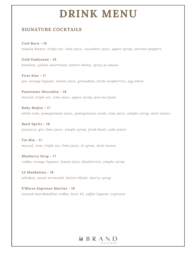 Le Brand Restaurant Photo Menu 5