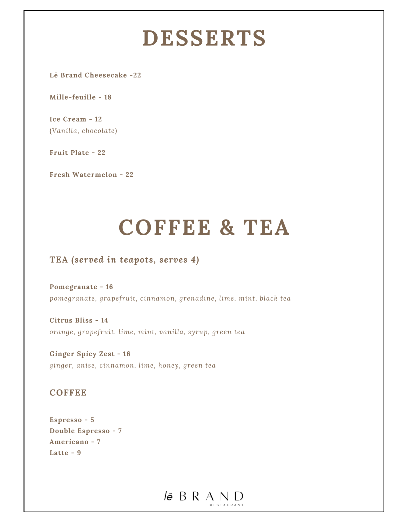 Le Brand Restaurant Photo Menu 6