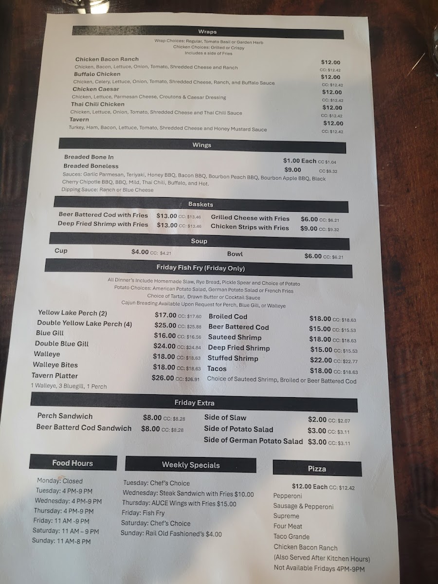 Tavern 10 Photo Menu 2