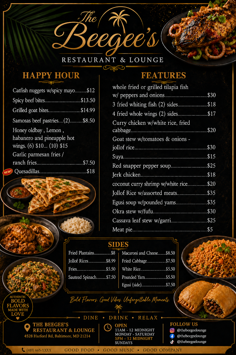The BeeGee's Lounge Photo Menu 7