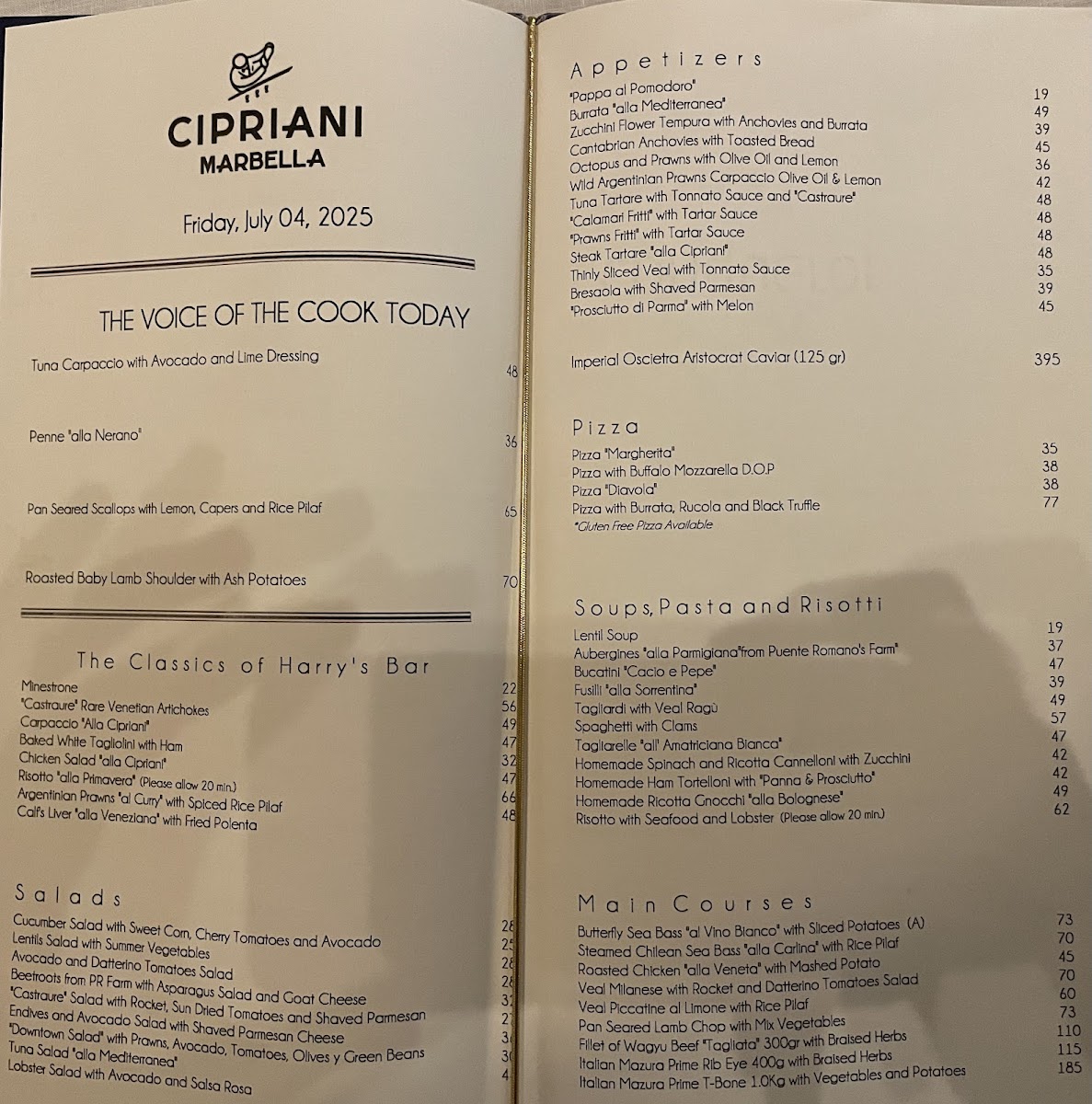 Cipriani Marbella Photo Menu 2