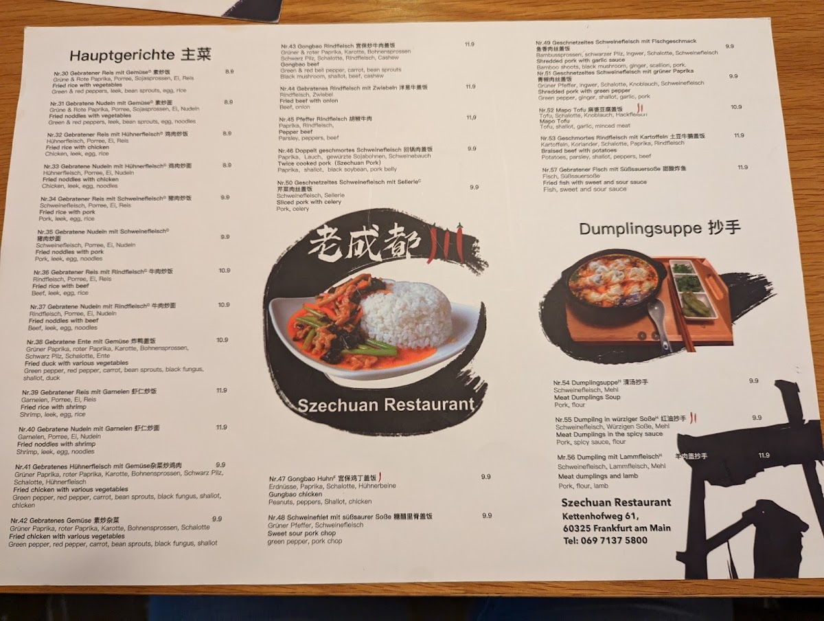 老成都 Szechuan Photo Menu 10