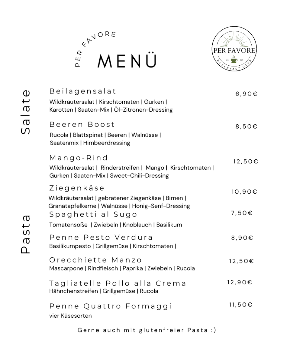 Per Favore - Breakfast Club Photo Menu 1