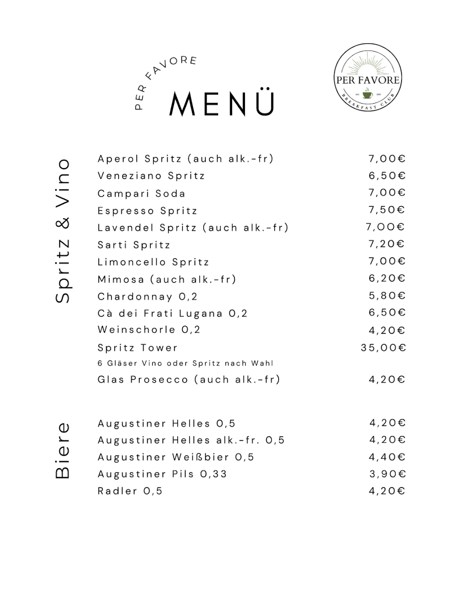 Per Favore - Breakfast Club Photo Menu 3