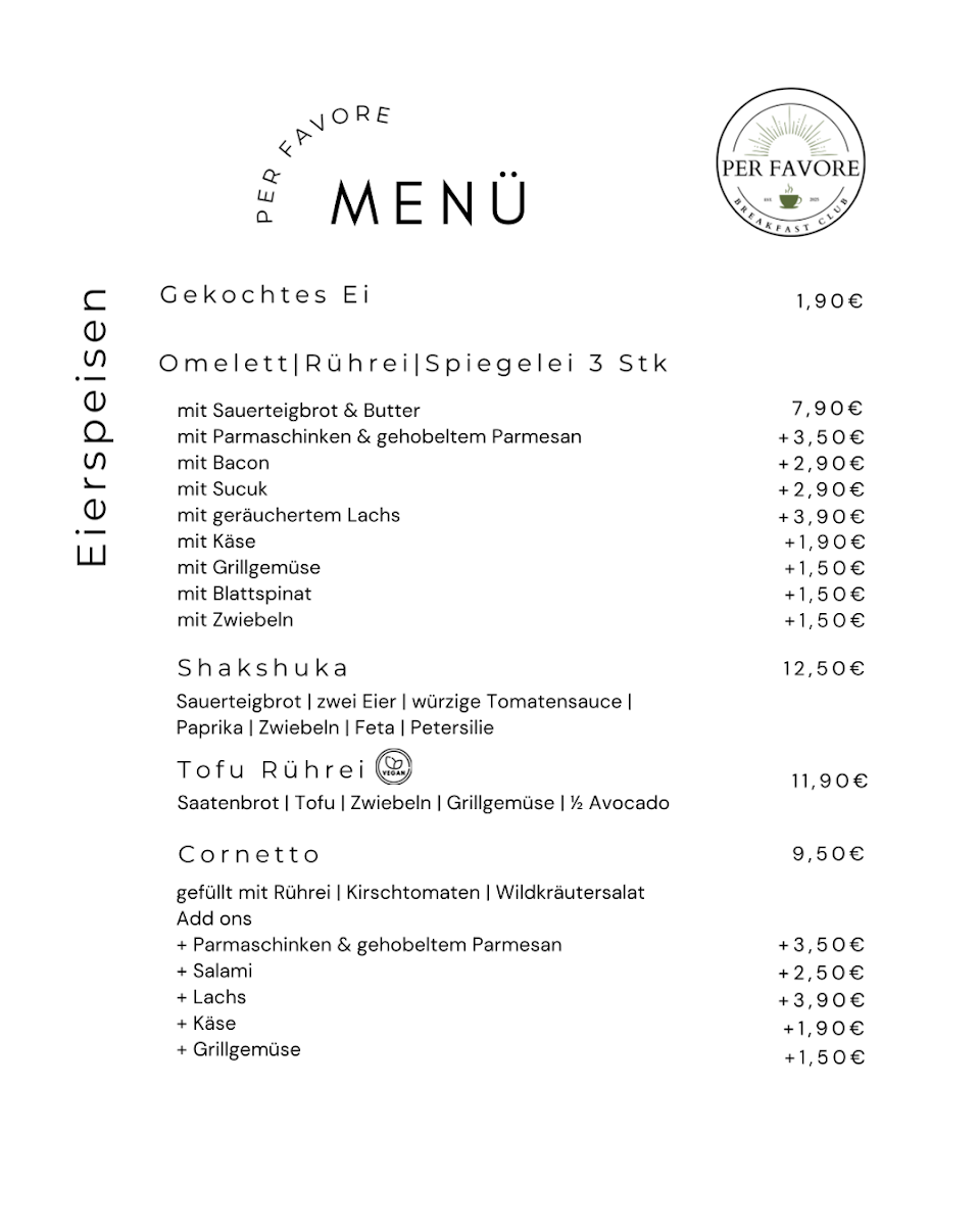Per Favore - Breakfast Club Photo Menu 5
