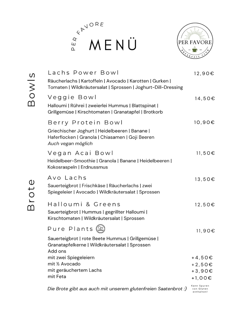 Per Favore - Breakfast Club Photo Menu 6