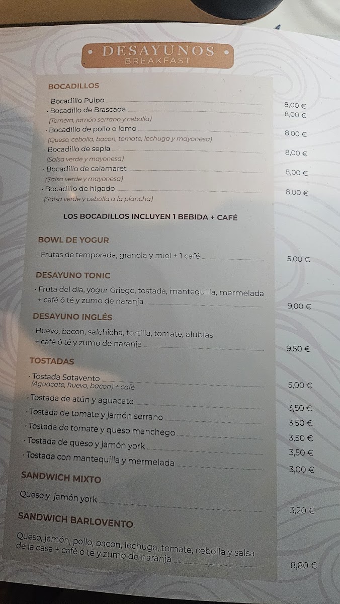 Barlovento Tapas - Bar Photo Menu 1