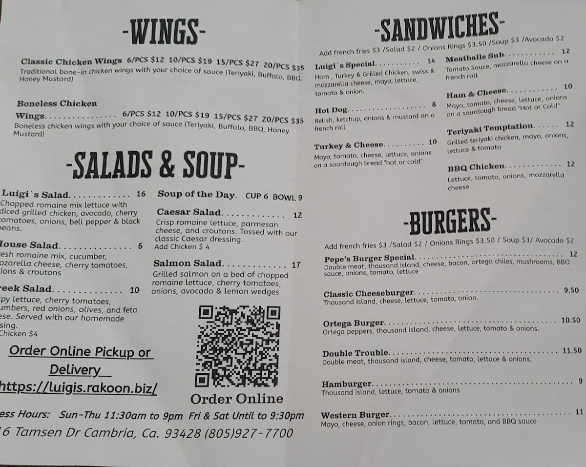 Luigi`s Pizza Photo Menu 9