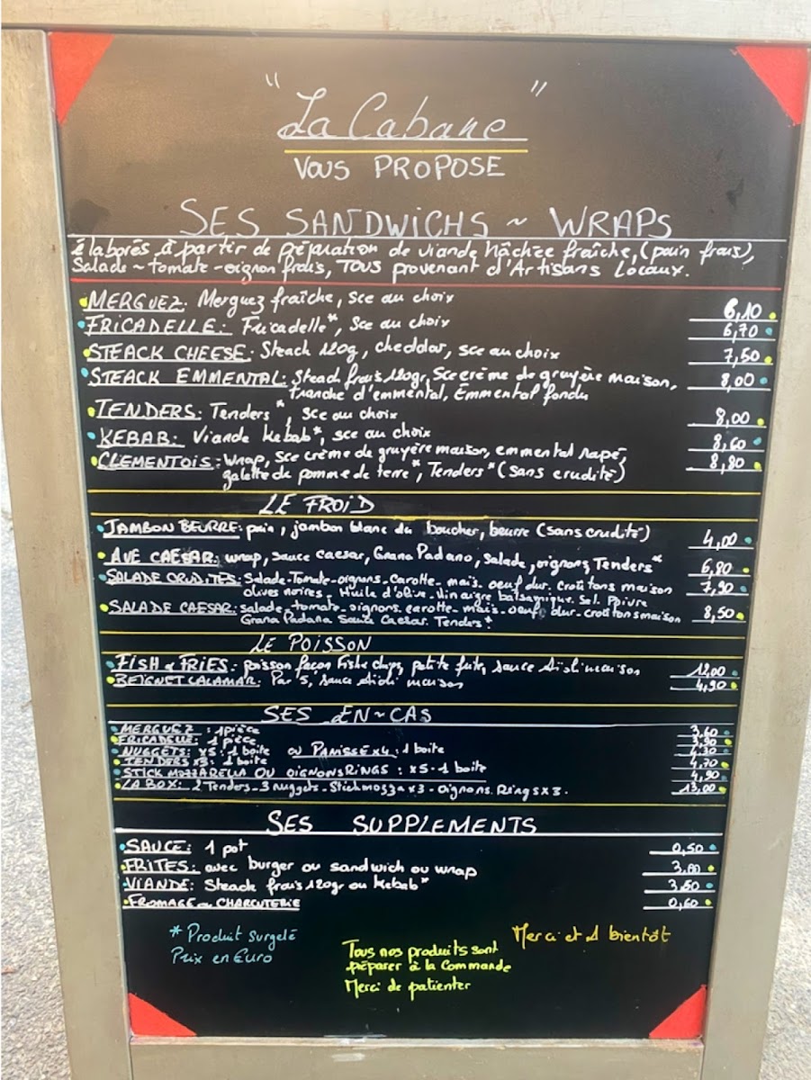 La Cabane Photo Menu 1