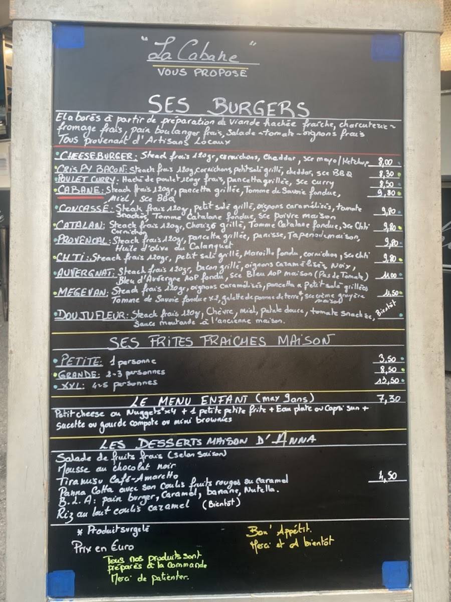 La Cabane Photo Menu 2
