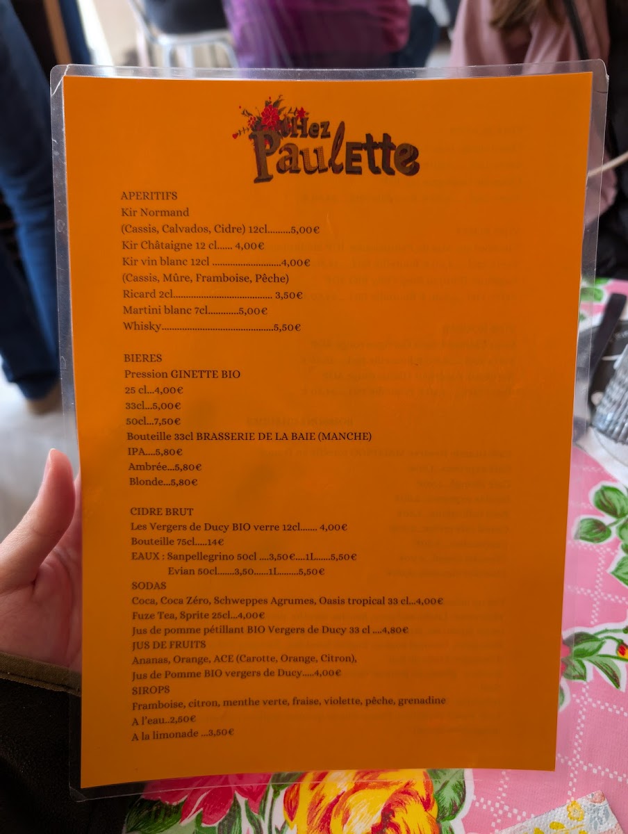 Chez Paulette Photo Menu 2