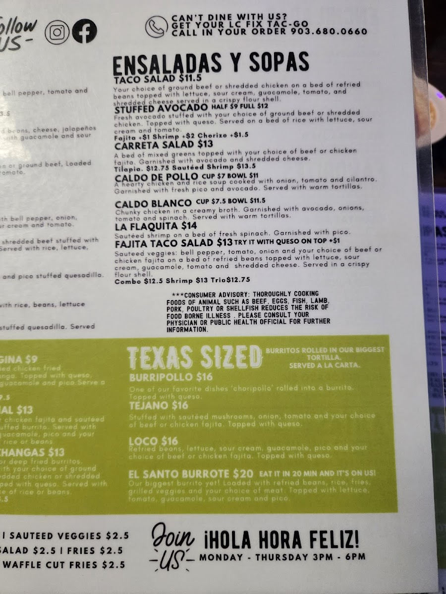 La Carreta Mexican Restaurant Photo Menu 3