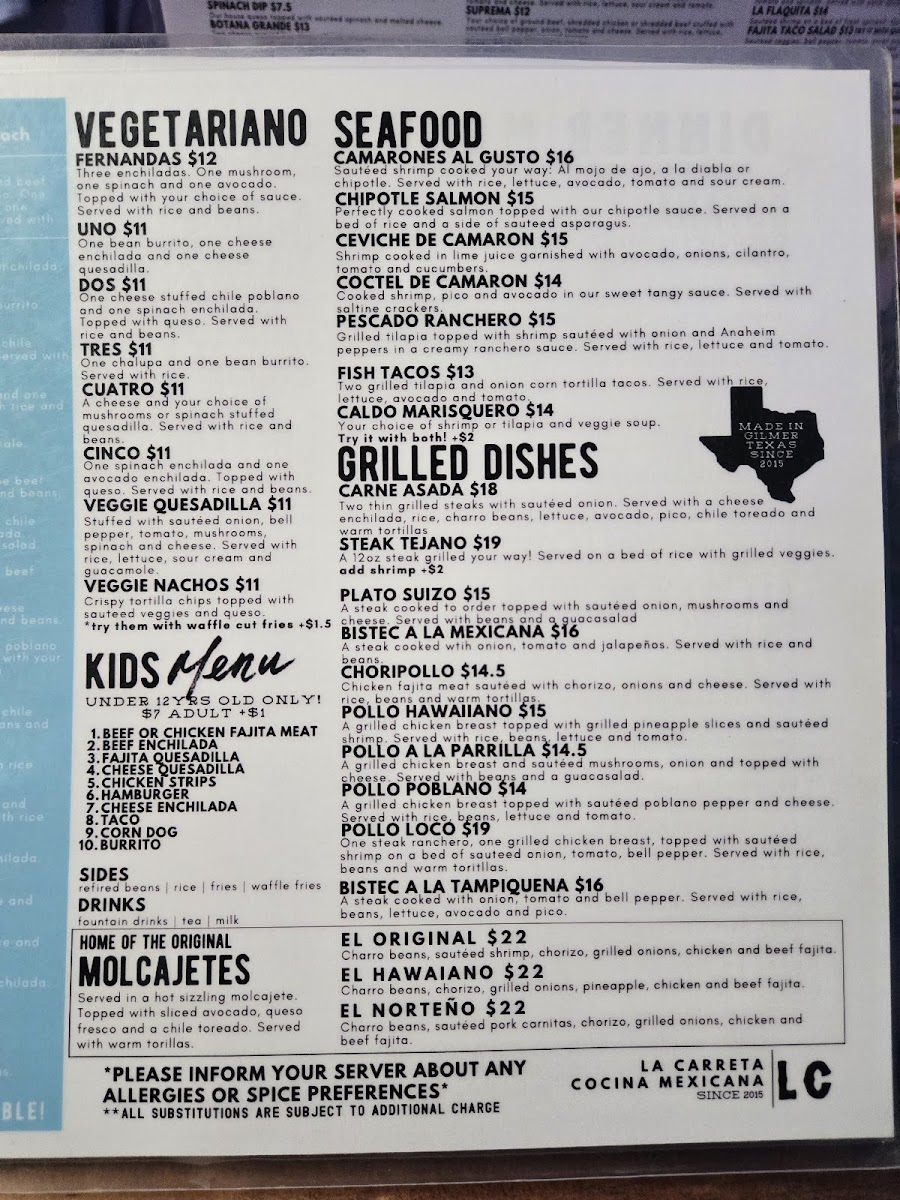 La Carreta Mexican Restaurant Photo Menu 5