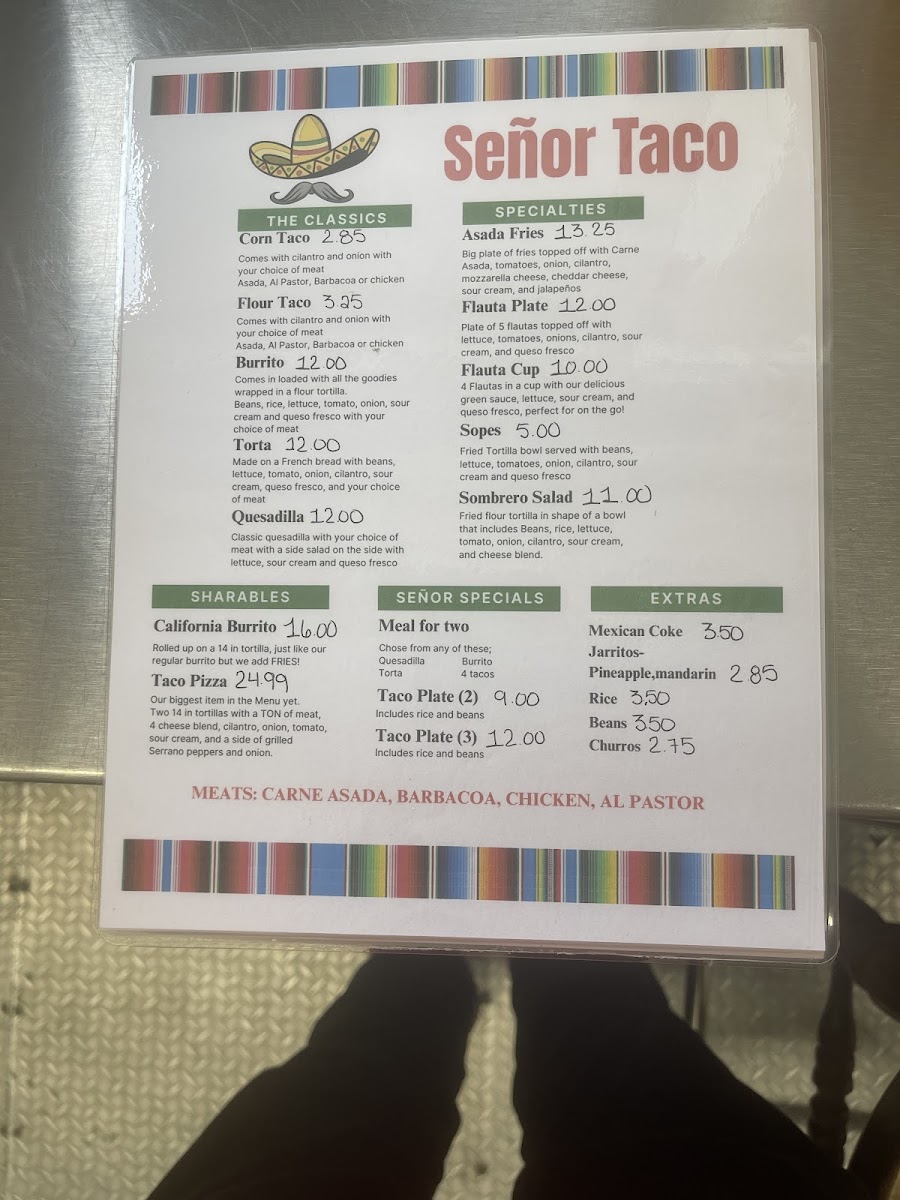 Señor Taco Photo Menu 1