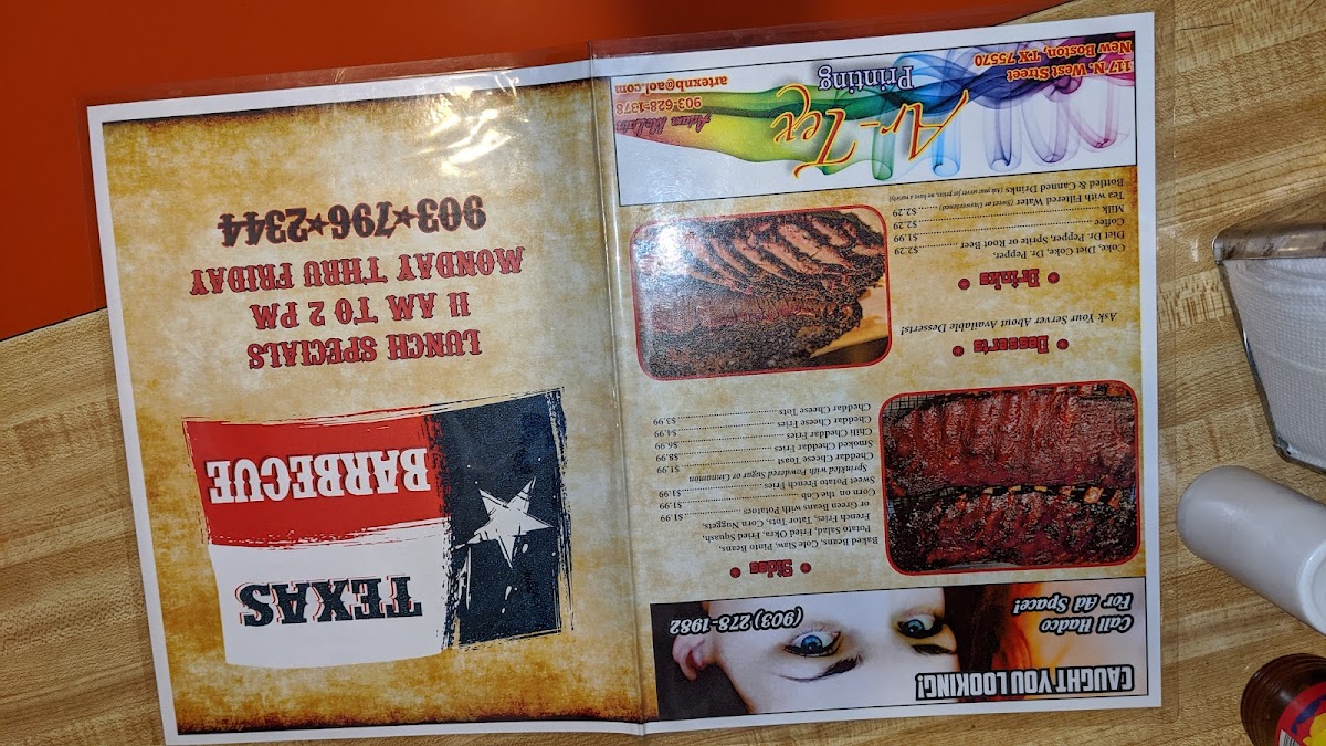 Texas BBQ Photo Menu 2