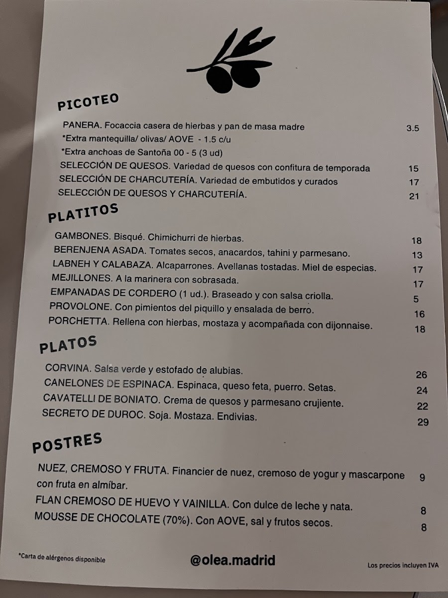 Olea Photo Menu 1