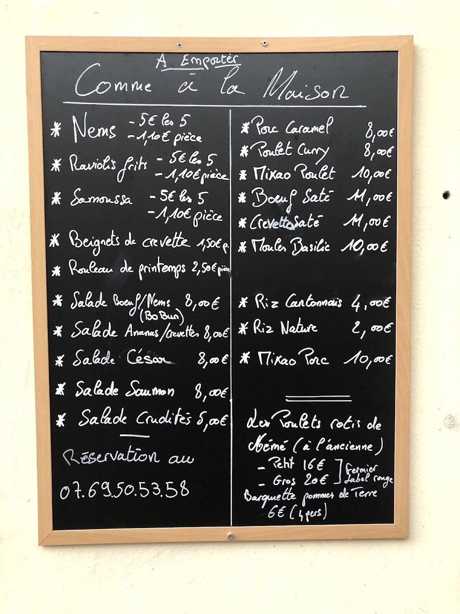 Comme à la Maison Photo Menu 2
