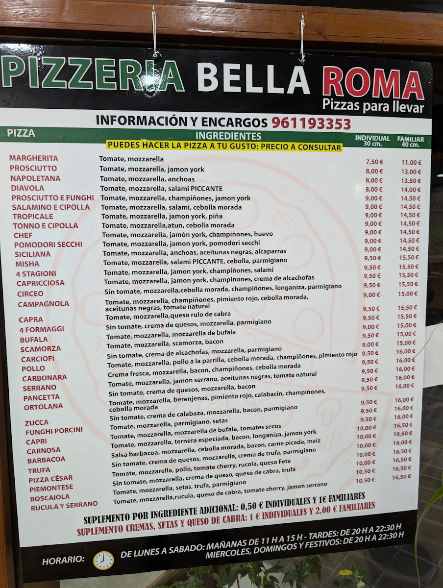 PIZZERIA BELLA ROMA Photo Menu 1