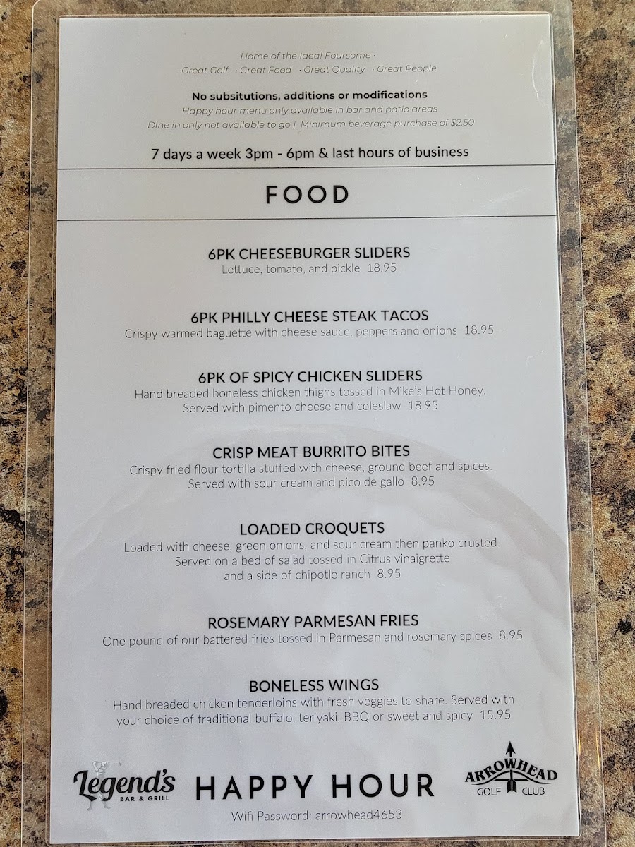 Legend's Bar and Grill Photo Menu 7