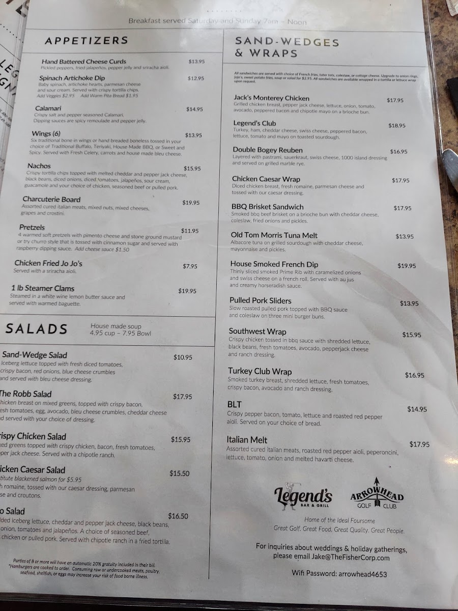 Legend's Bar and Grill Photo Menu 8