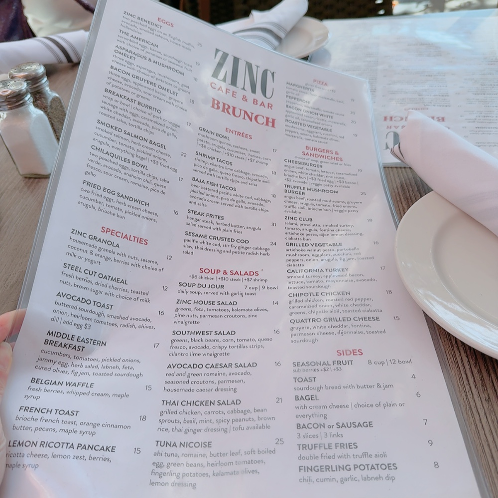 Zinc Café & Bar Photo Menu 1