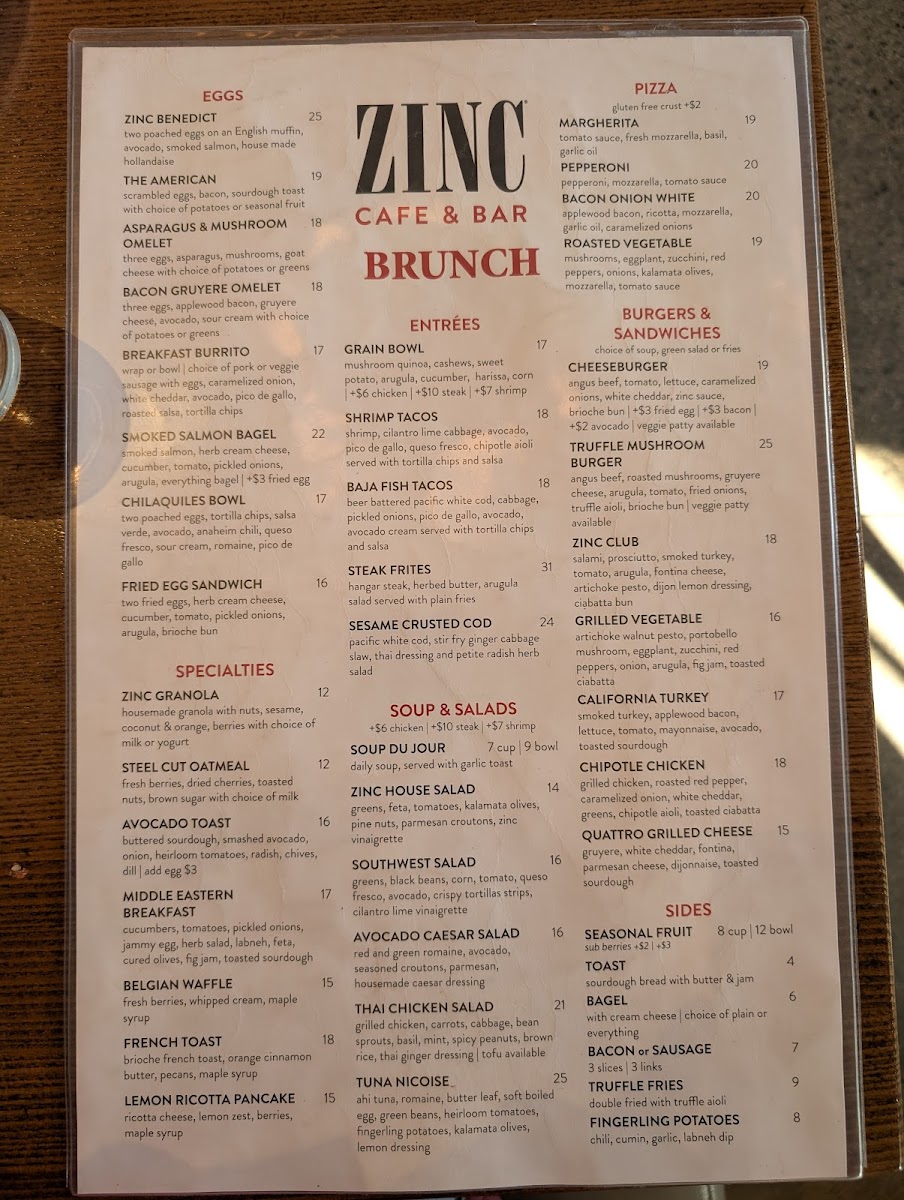 Zinc Café & Bar Photo Menu 4