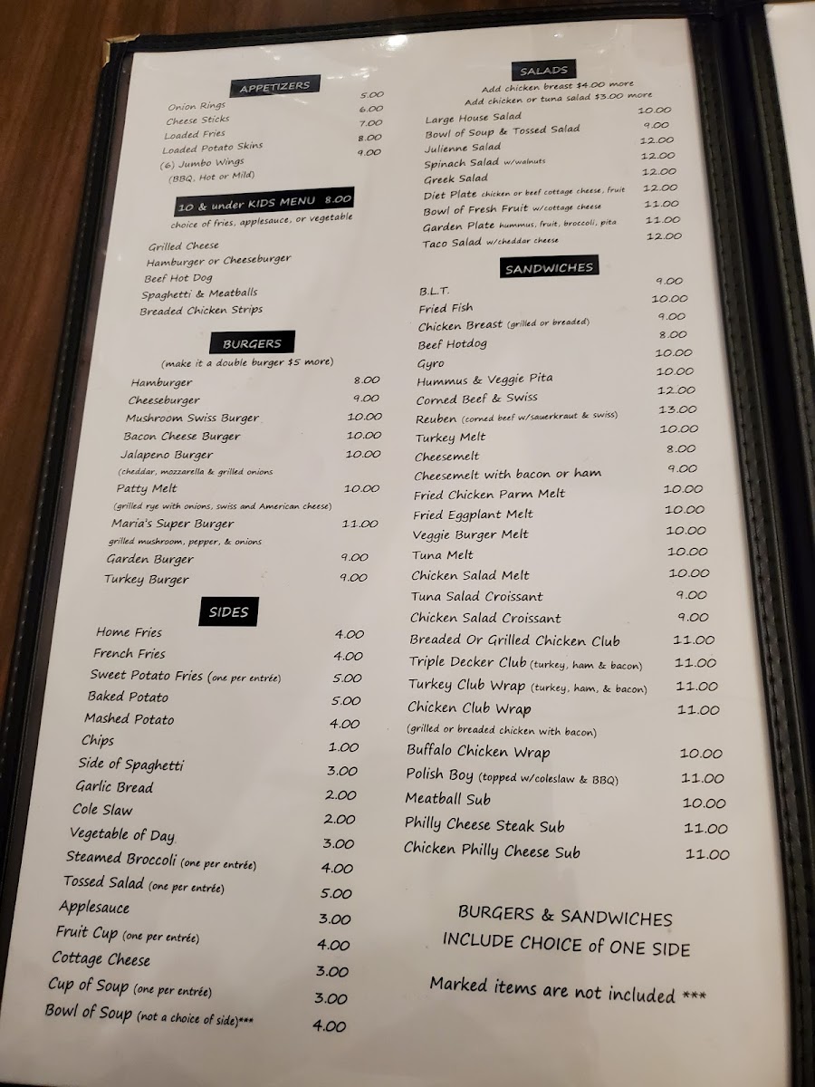 Maria's Family Restaurant Photo Menu 1