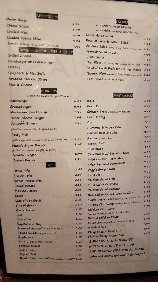 Maria's Family Restaurant Photo Menu 3