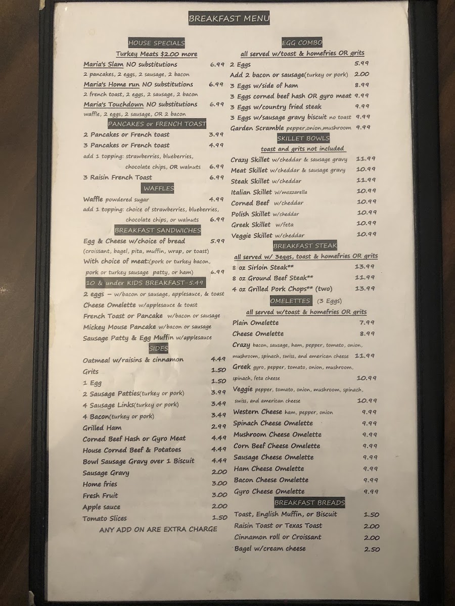 Maria's Family Restaurant Photo Menu 5