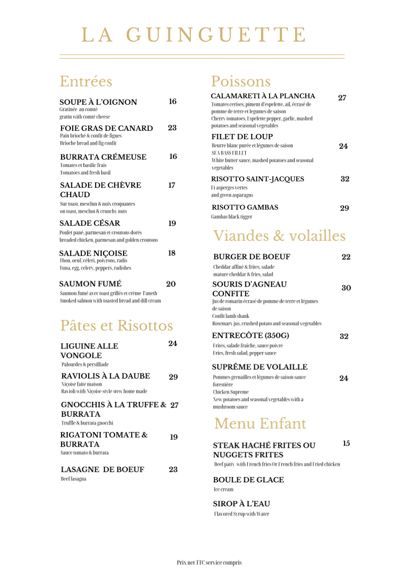 La guinguette Photo Menu 1