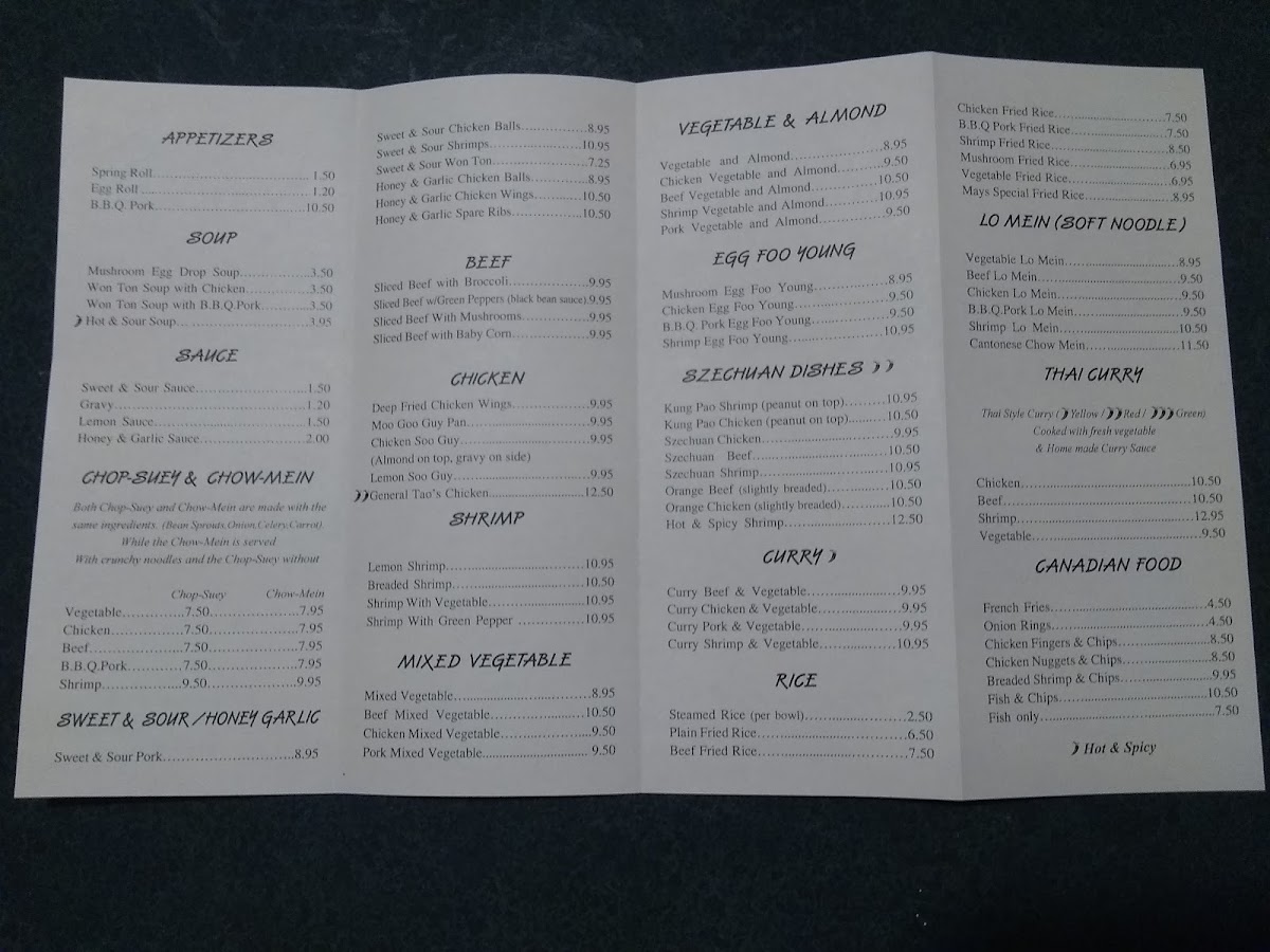 Mays Restaurant Photo Menu 10