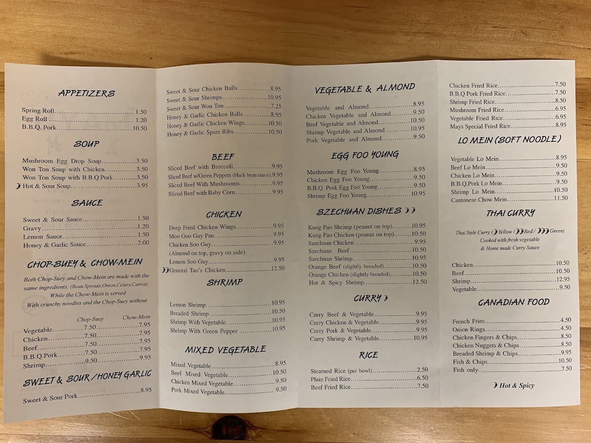 Mays Restaurant Photo Menu 7