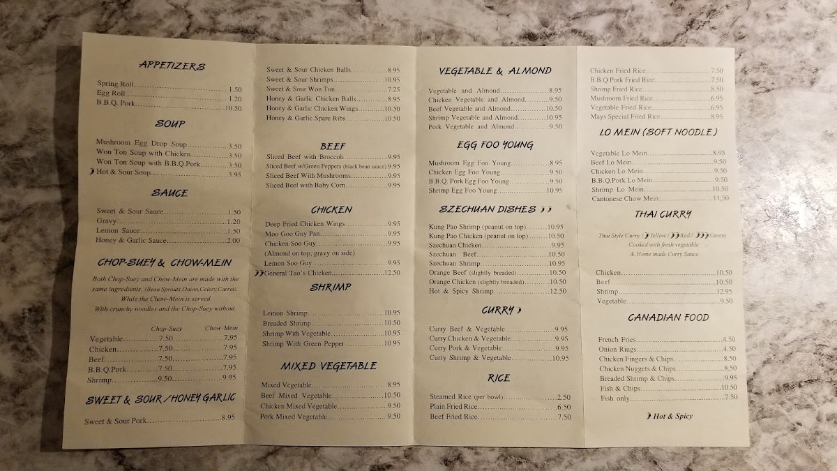 Mays Restaurant Photo Menu 9