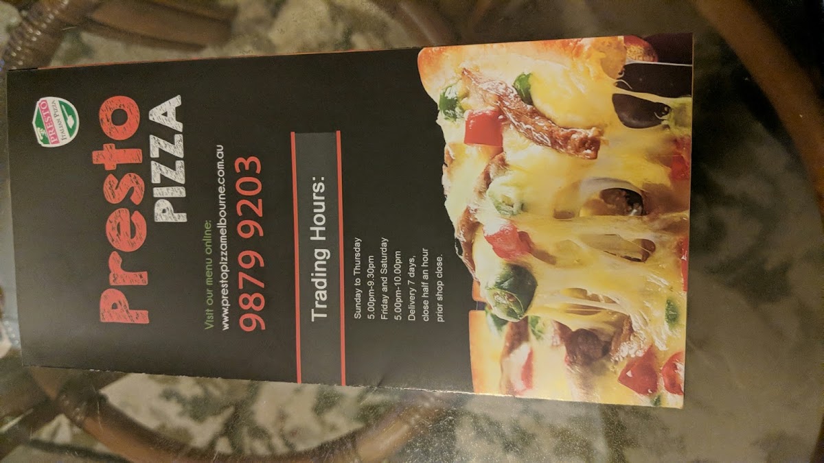 Presto Pizza Photo Menu 2
