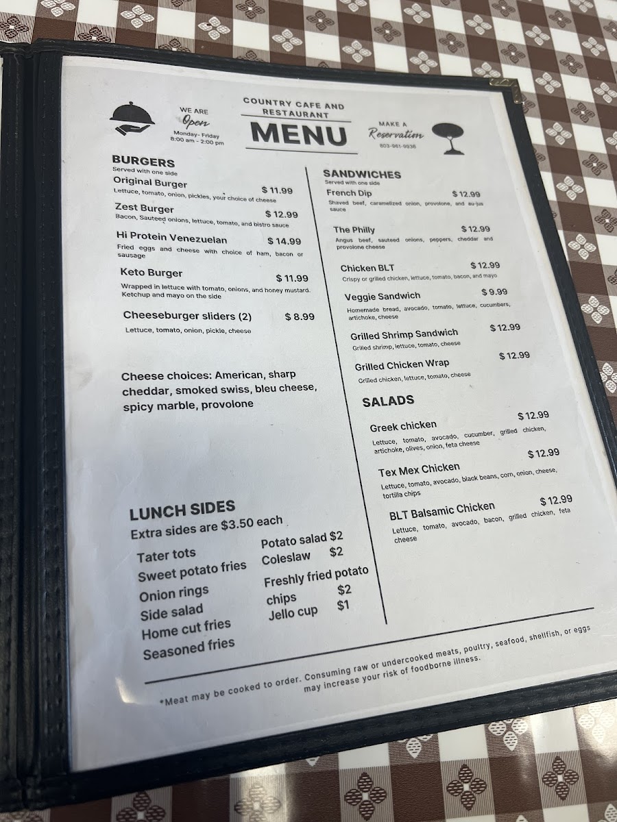 Country Cafe Photo Menu 2