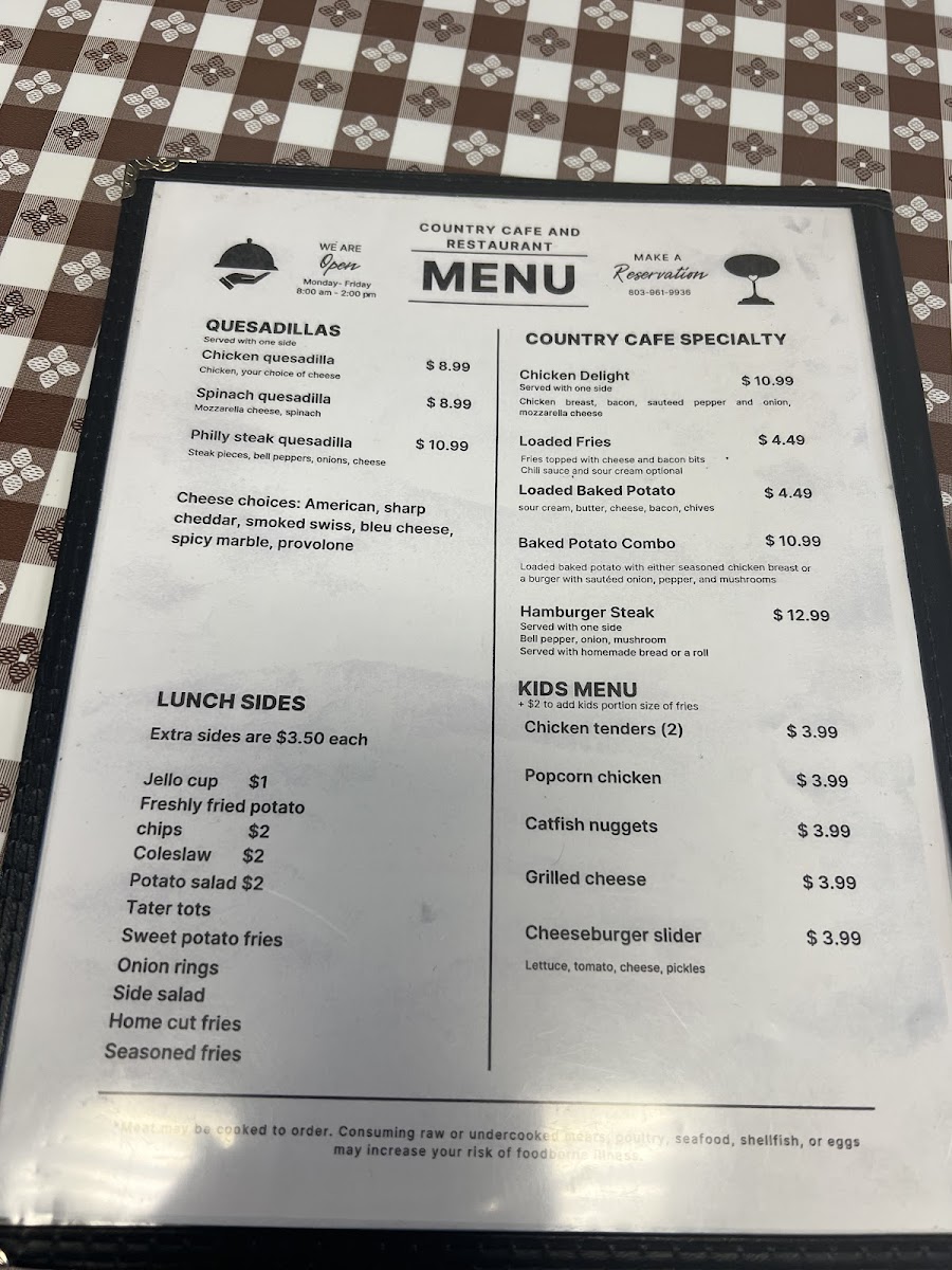 Country Cafe Photo Menu 3