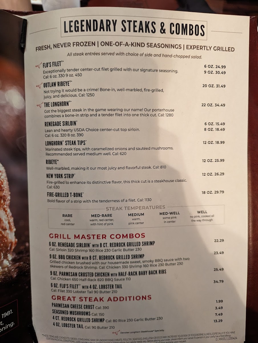 LongHorn Steakhouse Photo Menu 10