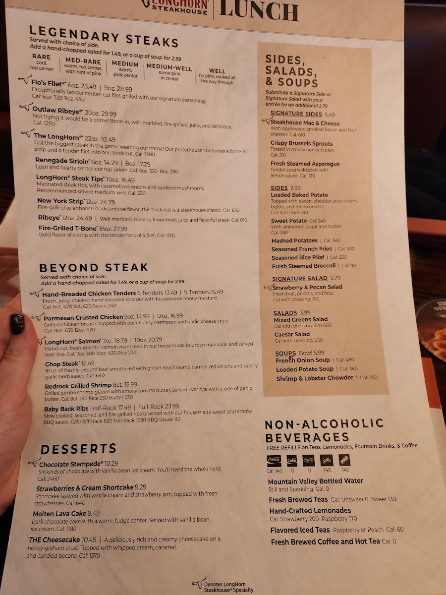LongHorn Steakhouse Photo Menu 2
