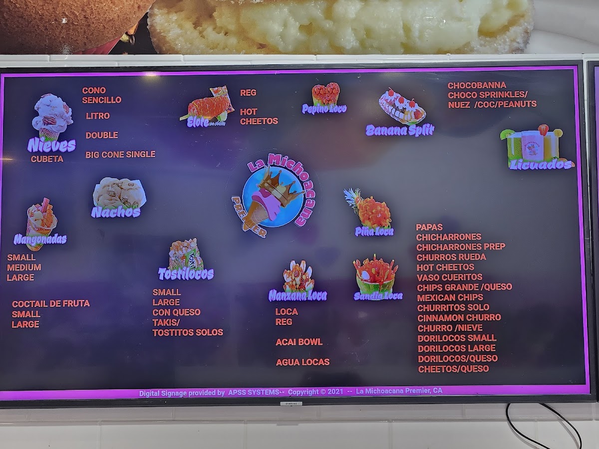 La Michoacana Photo Menu 1