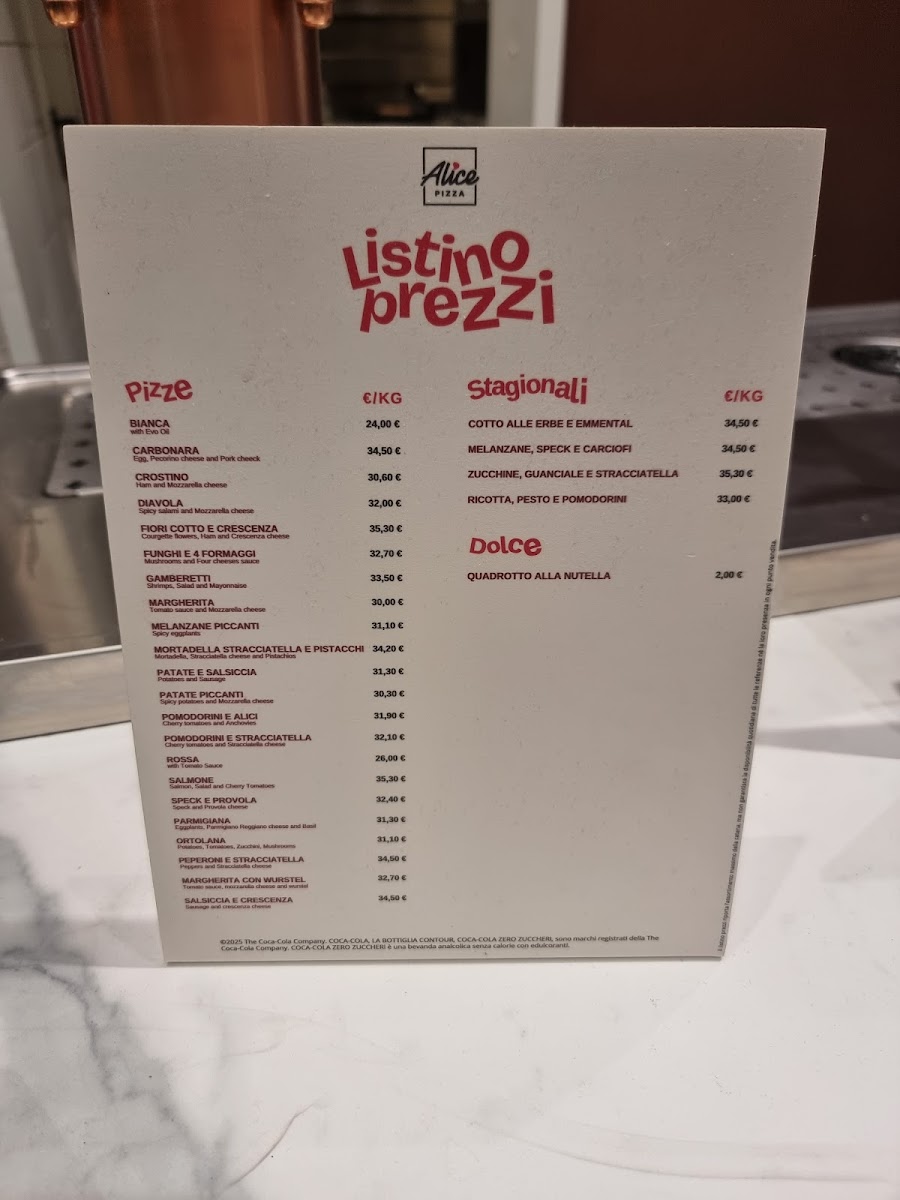 Alice PIZZA Photo Menu 1