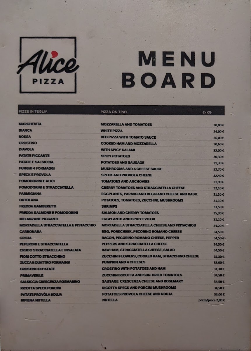 Alice PIZZA Photo Menu 2