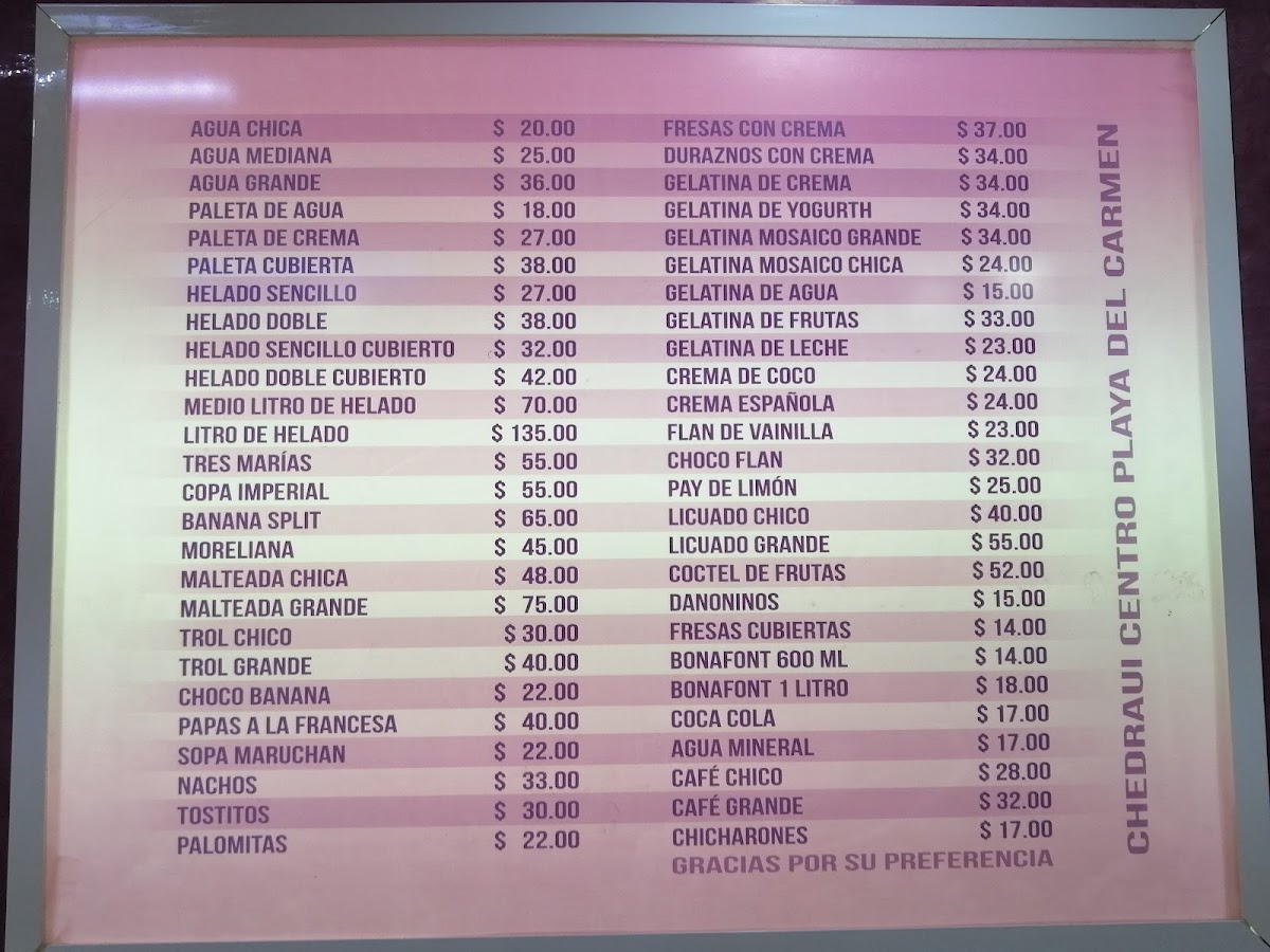 La Michoacana Photo Menu 1