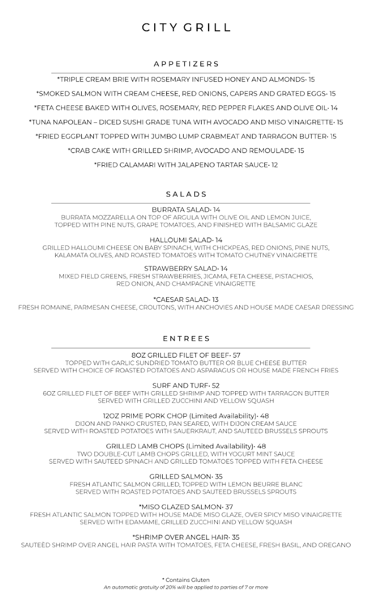 City Grill Photo Menu 1