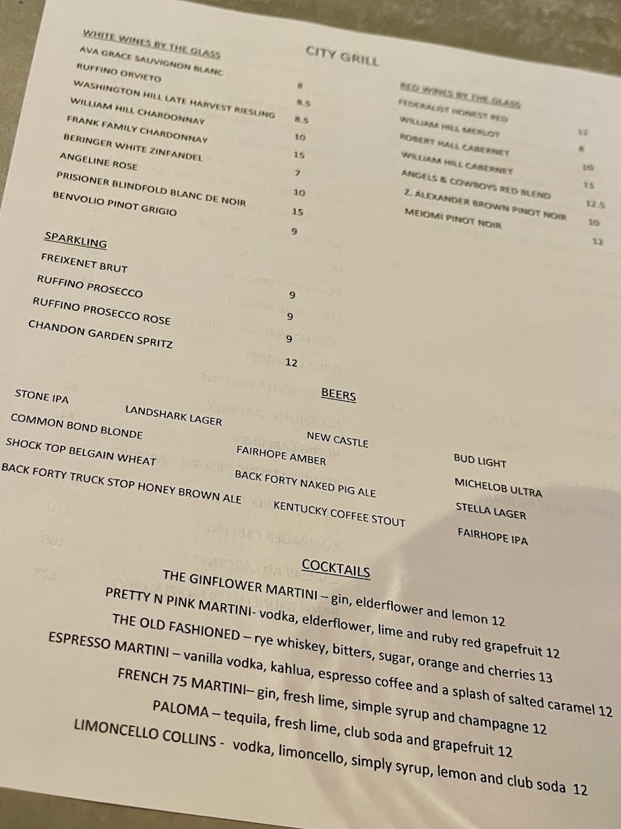 City Grill Photo Menu 3